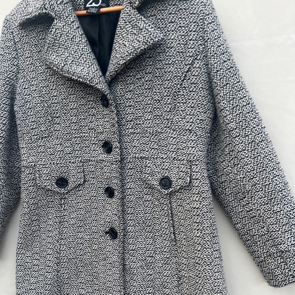 23rd St Wool Blend Peacoat |Classic Black & White Tweed | Timeless‎ Preppy Style - Picture 4 of 7